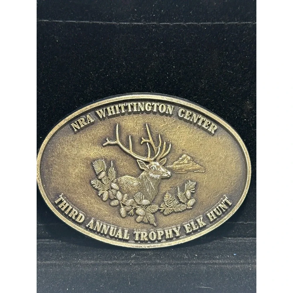 Vintage NRA Whittington Center Trophy Elk Hunt Deer Hunting Western Belt Buckle